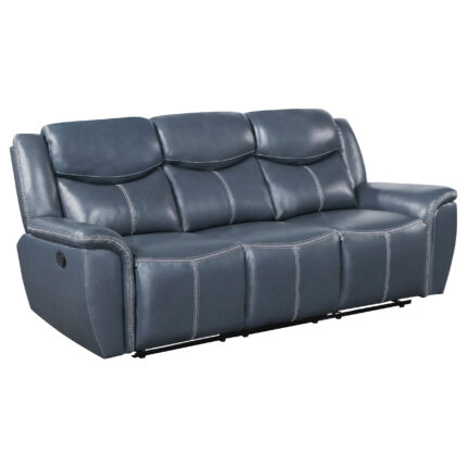 Sloane Upholstered Padded Arm Reclining Sofa Blue product image