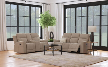 Brentwood 2-piece Upholstered Reclining Sofa Set Taupe product image
