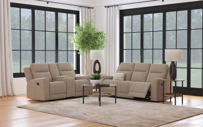 Brentwood 2-piece Upholstered Reclining Sofa Set Taupe product image