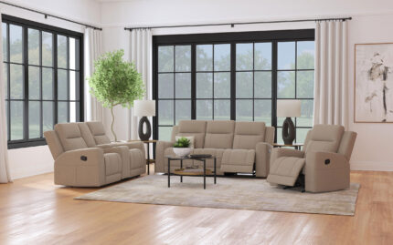 Brentwood 3-piece Upholstered Reclining Sofa Set Taupe product image