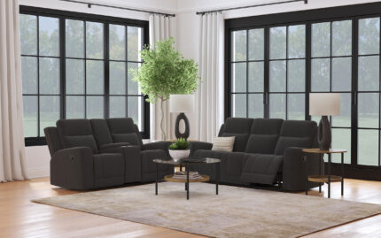 Brentwood 2-piece Upholstered Reclining Sofa Set Charcoal product image