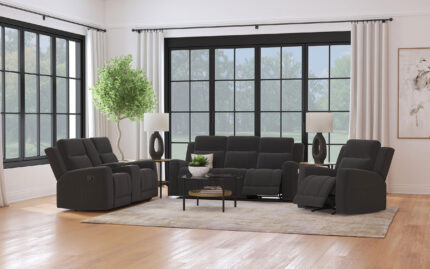 Brentwood 3-piece Upholstered Reclining Sofa Set Charcoal product image