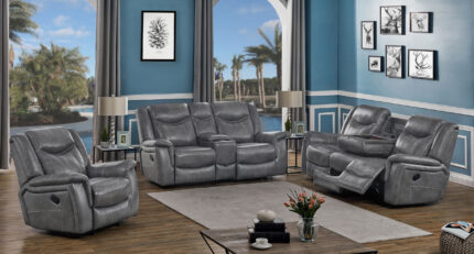 Conrad 3-piece Upholstered Padded Arm Motion Sofa Set Grey product image