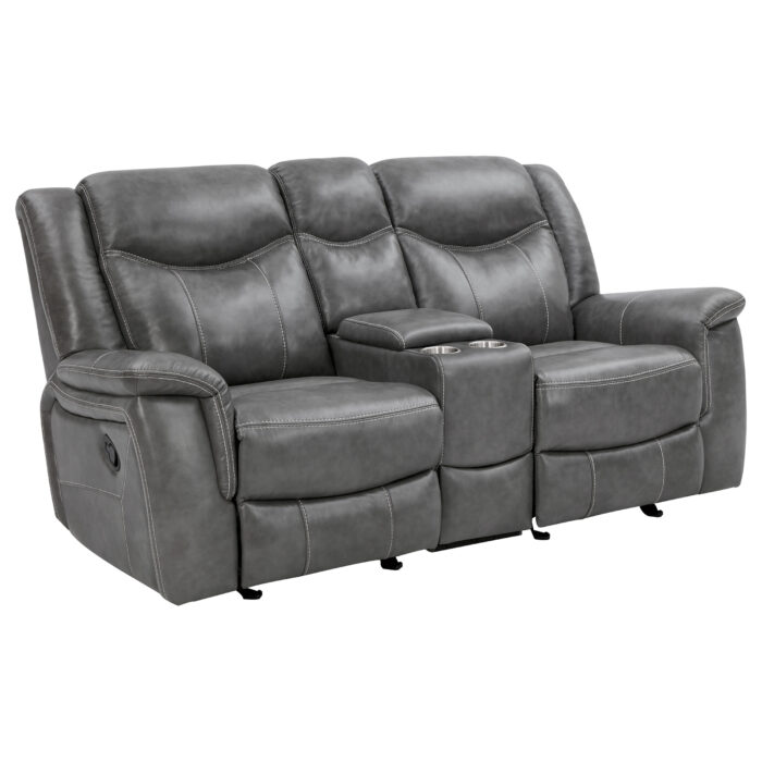 Conrad Upholstered Padded Arm Glider Loveseat Grey product image
