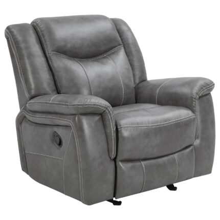 Conrad Upholstered Padded Arm Glider Recliner Grey product image