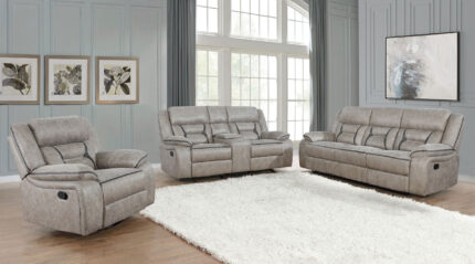 Greer 3-piece Upholstered Reclining Sofa Set Taupe product image