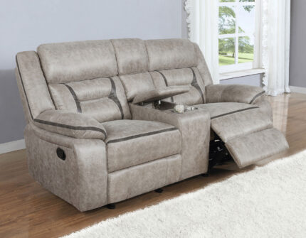 Greer Upholstered Motion Reclining Loveseat Taupe product image