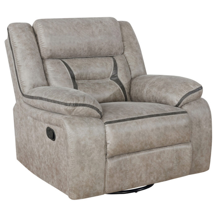 Greer Upholstered Swivel Glider Recliner Chair Taupe product image