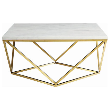 Meryl Square Faux Marble Top Coffee Table White and Gold product image