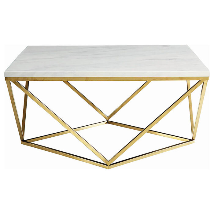 Meryl Square Faux Marble Top Coffee Table White and Gold product image