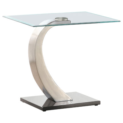 Pruitt Rectangular Glass Top Metal End Table Satin Silver product image