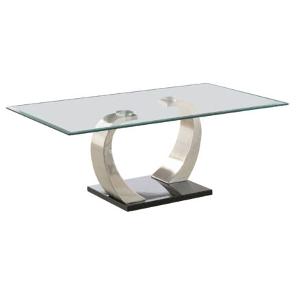 Pruitt Rectangular Glass Top Metal Coffee Table Satin Silver product image