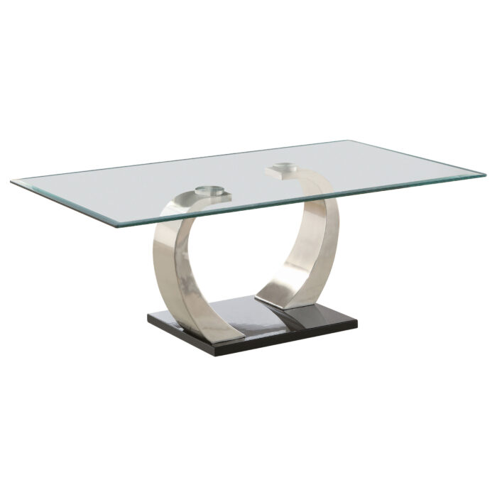 Pruitt Rectangular Glass Top Metal Coffee Table Satin Silver product image
