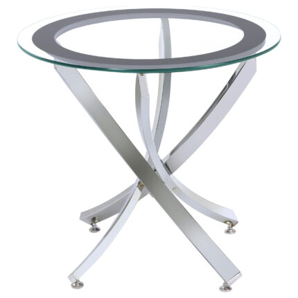 Brooke Round Glass Top Side End Table Metal Base Chrome product image