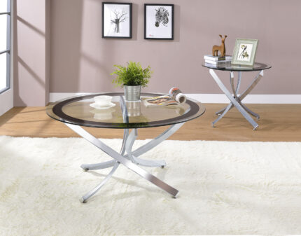 Brooke 2-piece Round Coffee and End Table Set Chrome product image