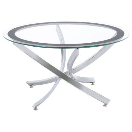 Brooke Round Glass Top Coffee Table Metal Base Chrome product image