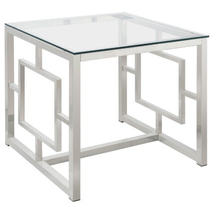 Merced Square Glass Top Side End Table Nickel product image