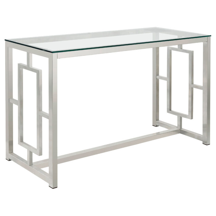 Merced Glass Top Metal Entryway Console Table Nickel product image