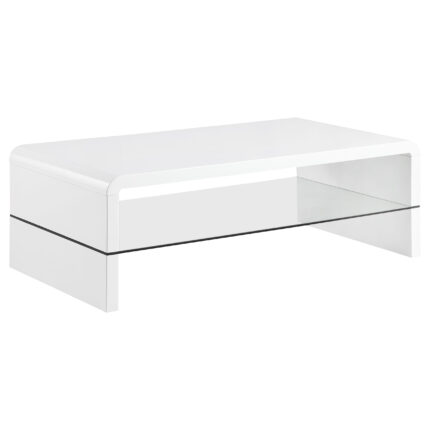Airell Rectangular Coffee Table with Shelf White High Gloss product image