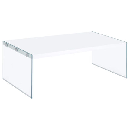 Opal Rectangular Glass Frame Coffee Table White High Gloss product image
