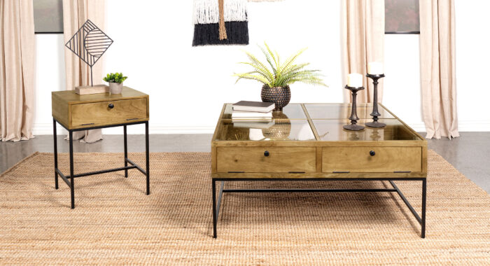 Stephie 2-piece Square Coffee and End Table Set Honey Brown product image