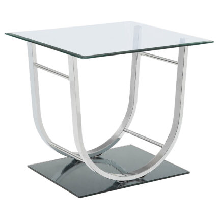 Danville Square U-Shaped Glass Top Side End Table Chrome product image