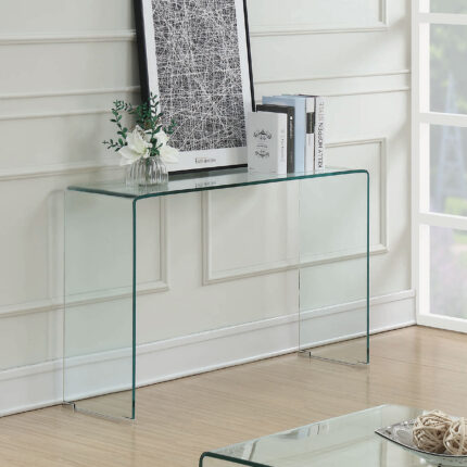 Ripley Tempered Bent Glass Entryway Console Table Clear product image
