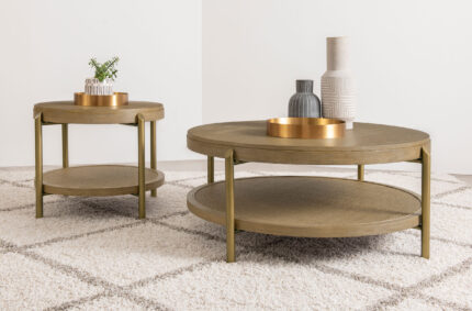 Arini 2-piece Round Coffee and End Table Set Sand Wash product image