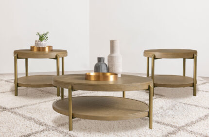 Arini 3-piece Round Coffee and End Table Set Sand Wash product image