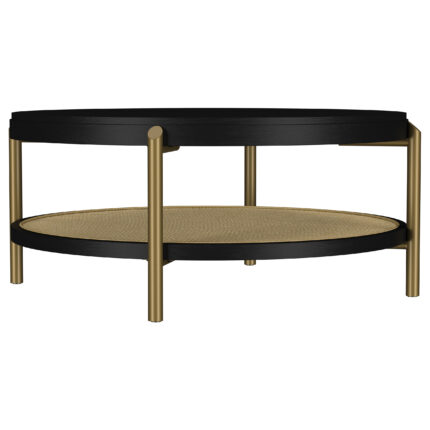 Arini Round Coffee Table With Storage Shelf Black product image
