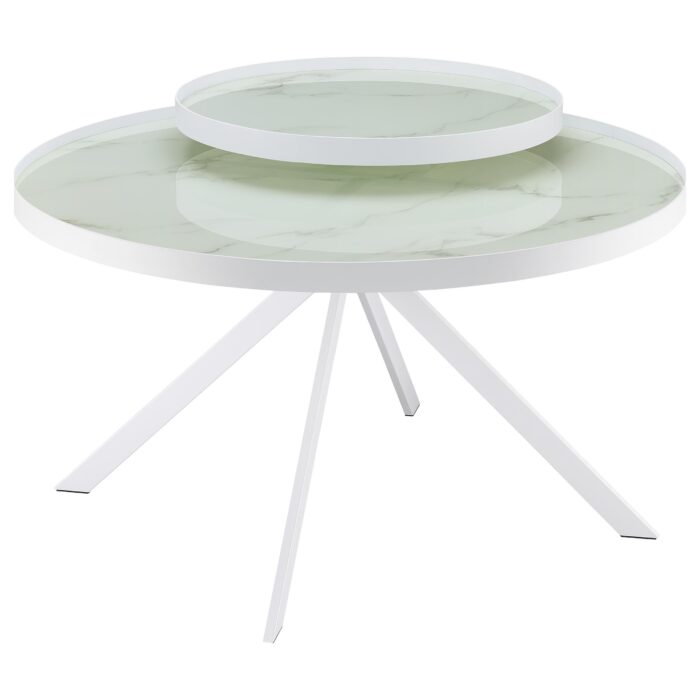 Briggs Round Marble Printed Glass Top Coffee Table White product image