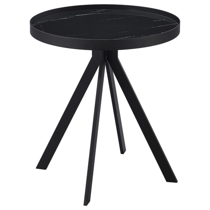 Briggs Round Marble Printed Glass Top End Table Black product image