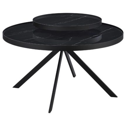 Briggs Round Marble Printed Glass Top Coffee Table Black product image