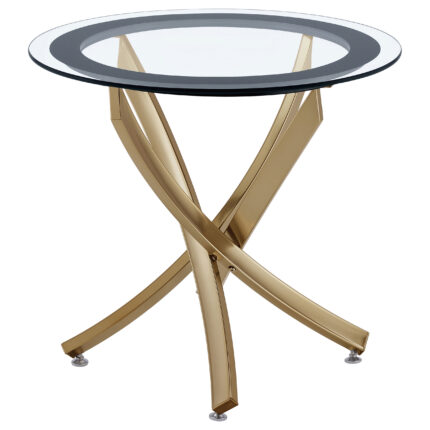 Brooke Round Glass Top Side End Table Metal Base Brass product image