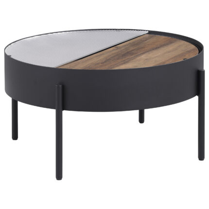 Ozella Round Coffee Table with Hidden Storage Sandy Black product image