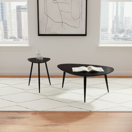 Odessa 2-piece Triangular Coffee and End Table Set Black product image