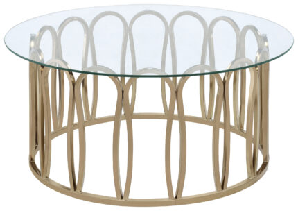 Monett Round Glass Top Coffee Table Chocolate Chrome product image