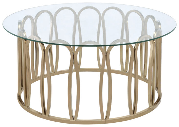 Monett Round Glass Top Coffee Table Chocolate Chrome product image