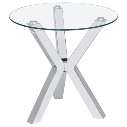 Kenzie Round Tempered Glass Top End Side Table Chrome product image