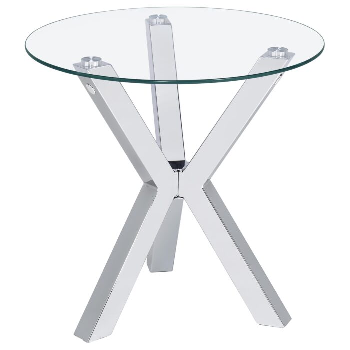 Kenzie Round Tempered Glass Top End Side Table Chrome product image