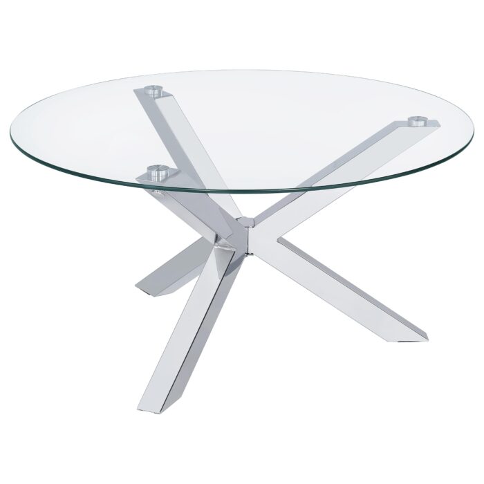 Kenzie Round Tempered Glass Top Cocktail Coffee Table Chrome product image