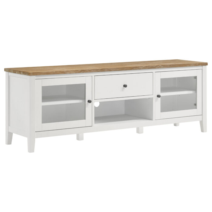 Hollis 2-door Wood 67-inch TV Stand with Drawer Brown and White product image