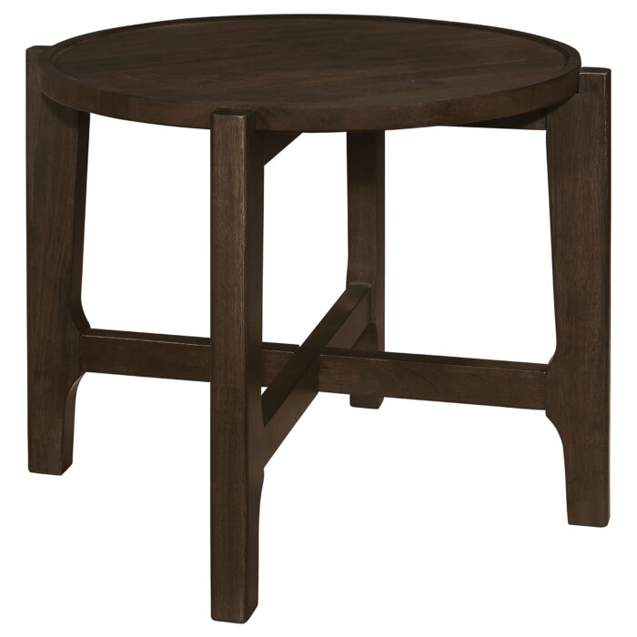 Cota Round Solid Wood End Table Dark Brown product image
