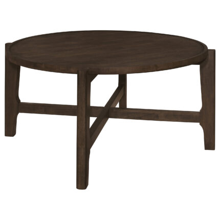 Cota Round Solid Wood Coffee Table Dark Brown product image