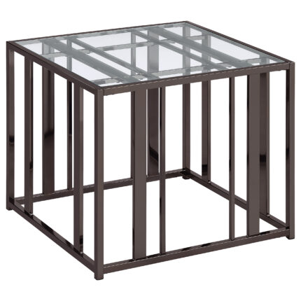 Adri Rectangular Glass Top Side End Table Black Nickel product image