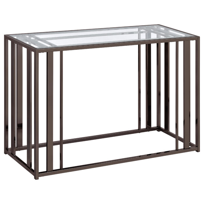 Adri Glass Top Entryway Console Table Black Nickel product image
