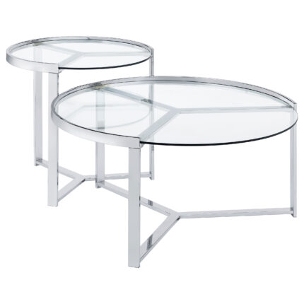 Delia 2-Piece Round Glass Top Nesting Coffee Table Chrome product image