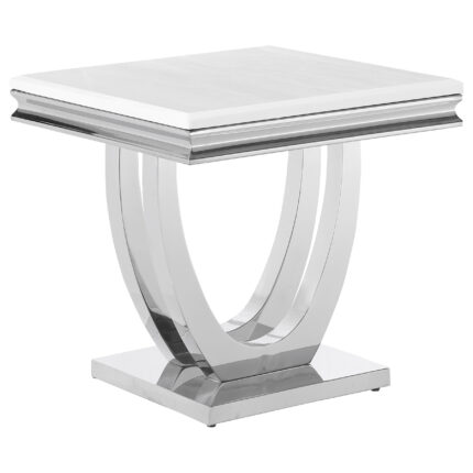 Kerwin Square Stone Top End Table White and Chrome product image