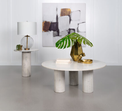 Astoria 2-piece Marble Coffee and End Table Set White product image