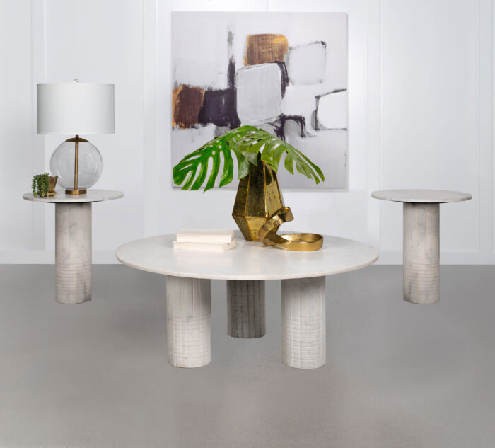 Astoria 3-piece Marble Coffee and End Table Set White product image
